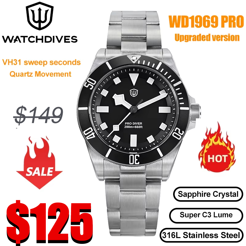 Watchdives WD1969 Pro 38mm Qua - Rolex Watch Submariner recension och pris
